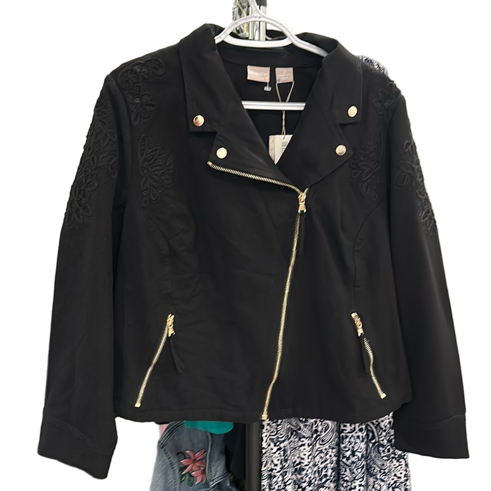 NWT $198 Chicos Black Denim Jacket